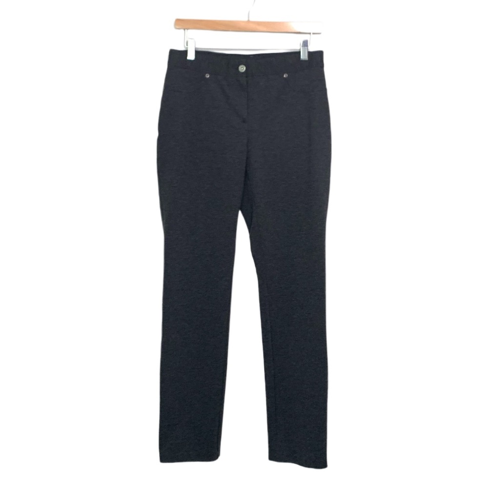 Chico’s Dark Gray Ponte Pants Size 4 Front Zipper Simple Casual Comfort